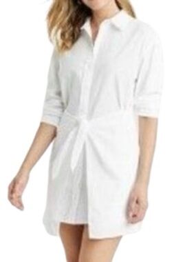 Universal Thread Tie Front Mini Shirt Dress Long Sleeve Button Down White XL NWT